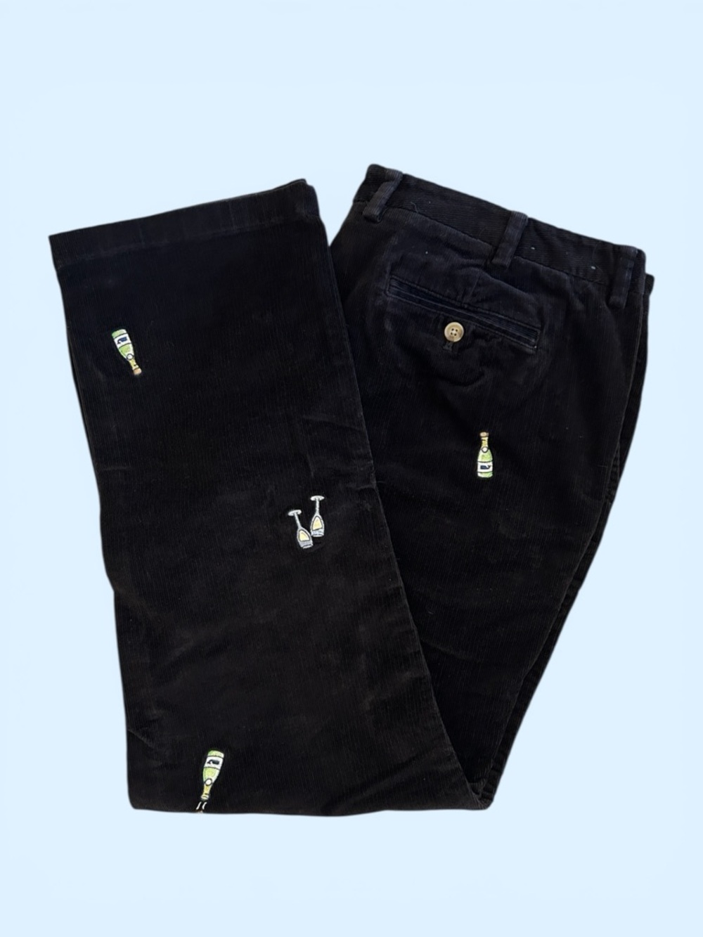 Vineyard Vines Men’s 40x30 Black Corduroy Pants Champagne Bottle